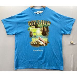 Mens Aransas Pass‎ Texas Tourist TShirt XL Fishing My Ship My Rules Blue Beach